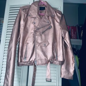 Rose gold leather jacket
